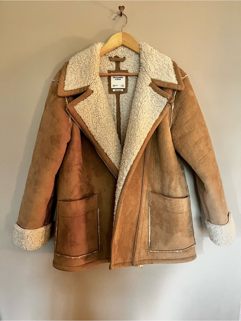 Abercrombie vegan suede sherpa jacket